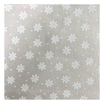 Beige Daisy Lacquer Polycotton Print Fabric by the Metre