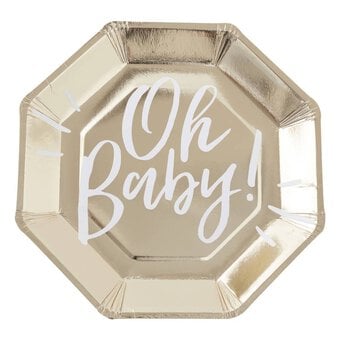 Ginger Ray Oh Baby Paper Plates 8 Pack