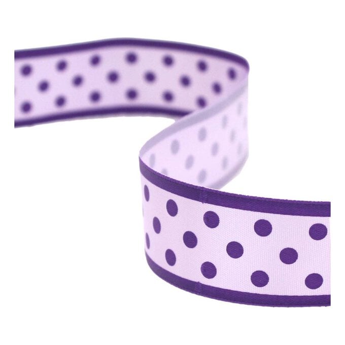 Purple Polka Dot Satin Ribbon 25mm x 2.5m image number 1