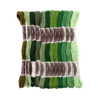 Green Embroidery Floss 8m 12 Pack