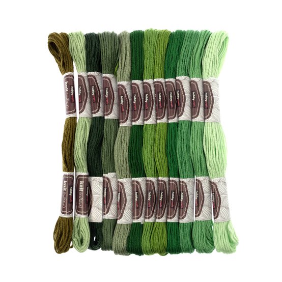 Green Embroidery Floss 8m 12 Pack image number 1