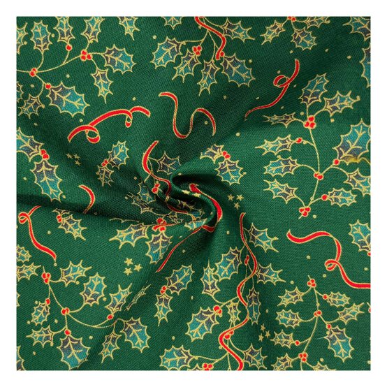 Green Holly Cotton Fabric by the Metre image number 1