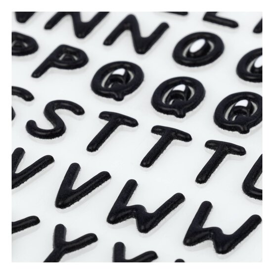 Matt Black Puffy Alphabet Stickers