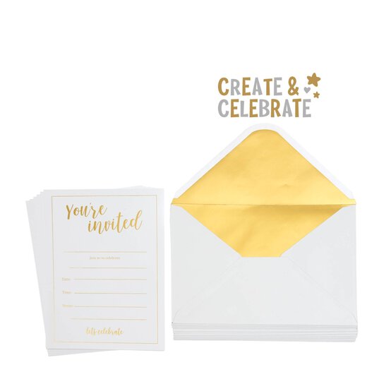 Create & Celebrate Gold Party Invitations 20 Pack image number 1