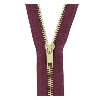 Milward Burgundy Brass Trouser Zip 15cm
