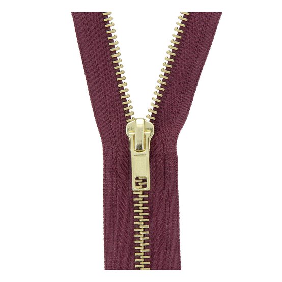 Milward Burgundy Brass Trouser Zip 15cm image number 1