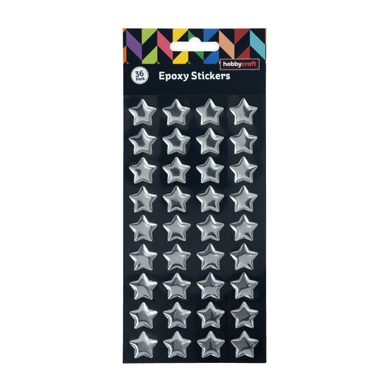 Silver Star Epoxy Stickers 36 Pack  image number 4