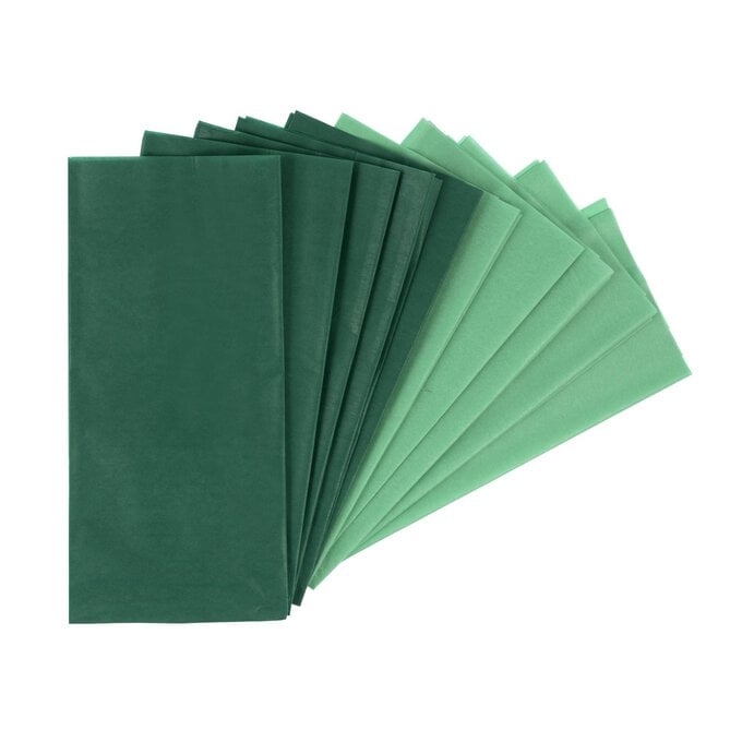 Dark and Light Green Tissue Paper 65cm x 50cm 10 Pack image number 1
