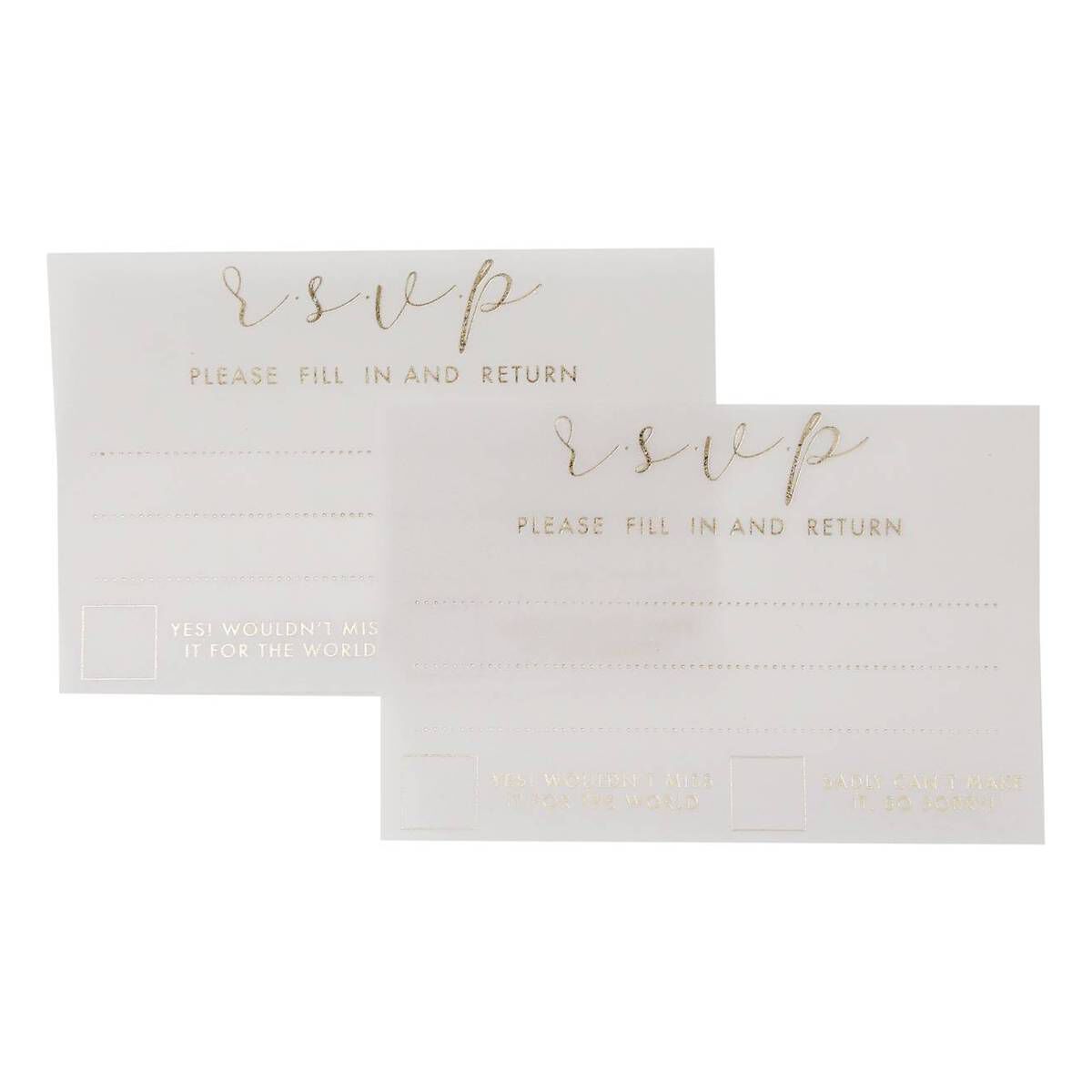 Gold Vellum RSVP Cards 20 Pack Hobbycraft