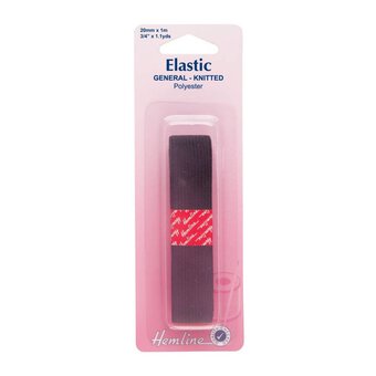 Hemline Black Elastic 20mm x 1m