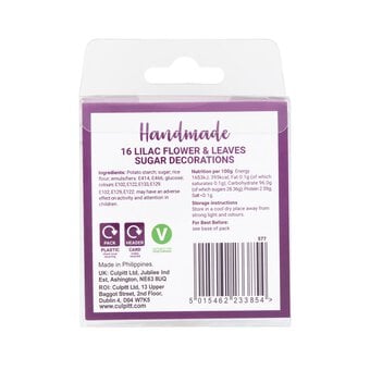 Culpitt Lilac Flower and Leaf Sugar Toppers 12 Pack