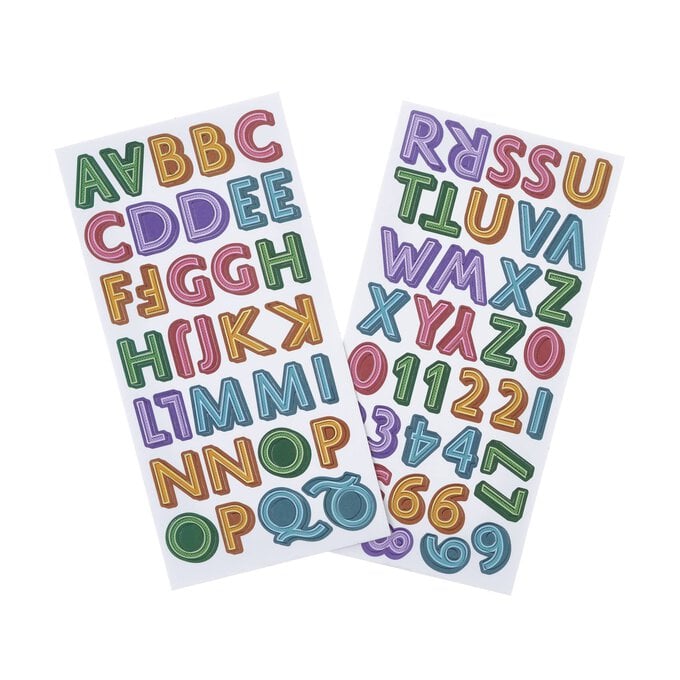 Bright Grid Alphabet Chipboard Stickers 72 Pieces image number 1