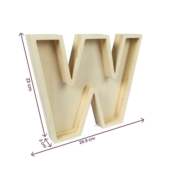 Wooden Fillable Letter W 22cm image number 4