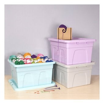Whitefurze 32 Litre Pastel Blue Stack and Store Storage Box  image number 4