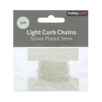 Silver Plated Light Curb Chain 3mm x 1m