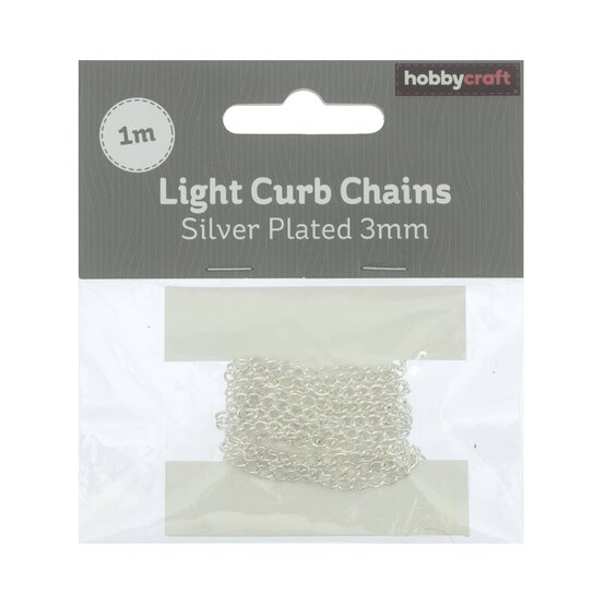 Silver Plated Light Curb Chain 3mm x 1m image number 2