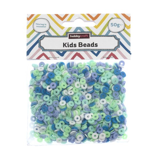 Blue Flat Beads 50g image number 4