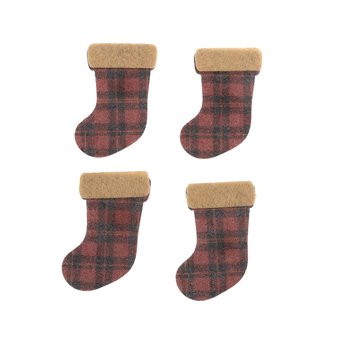 Tartan Stocking Felt Toppers 4 Pack