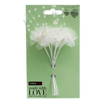 Cream Pearl Rose Picks with Netting 6 Pack image number 2