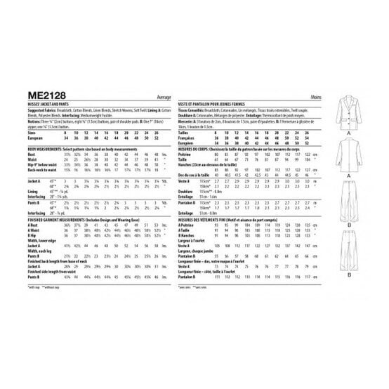 Know Me Women's Jacket and Trousers  Sewing Pattern ME2128 (K5 8-16) image number 2