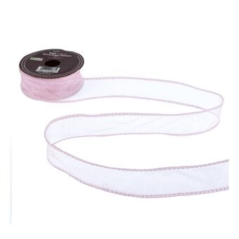 Pale Pink Wire Edge Organza Ribbon 25mm x 3m image number 2