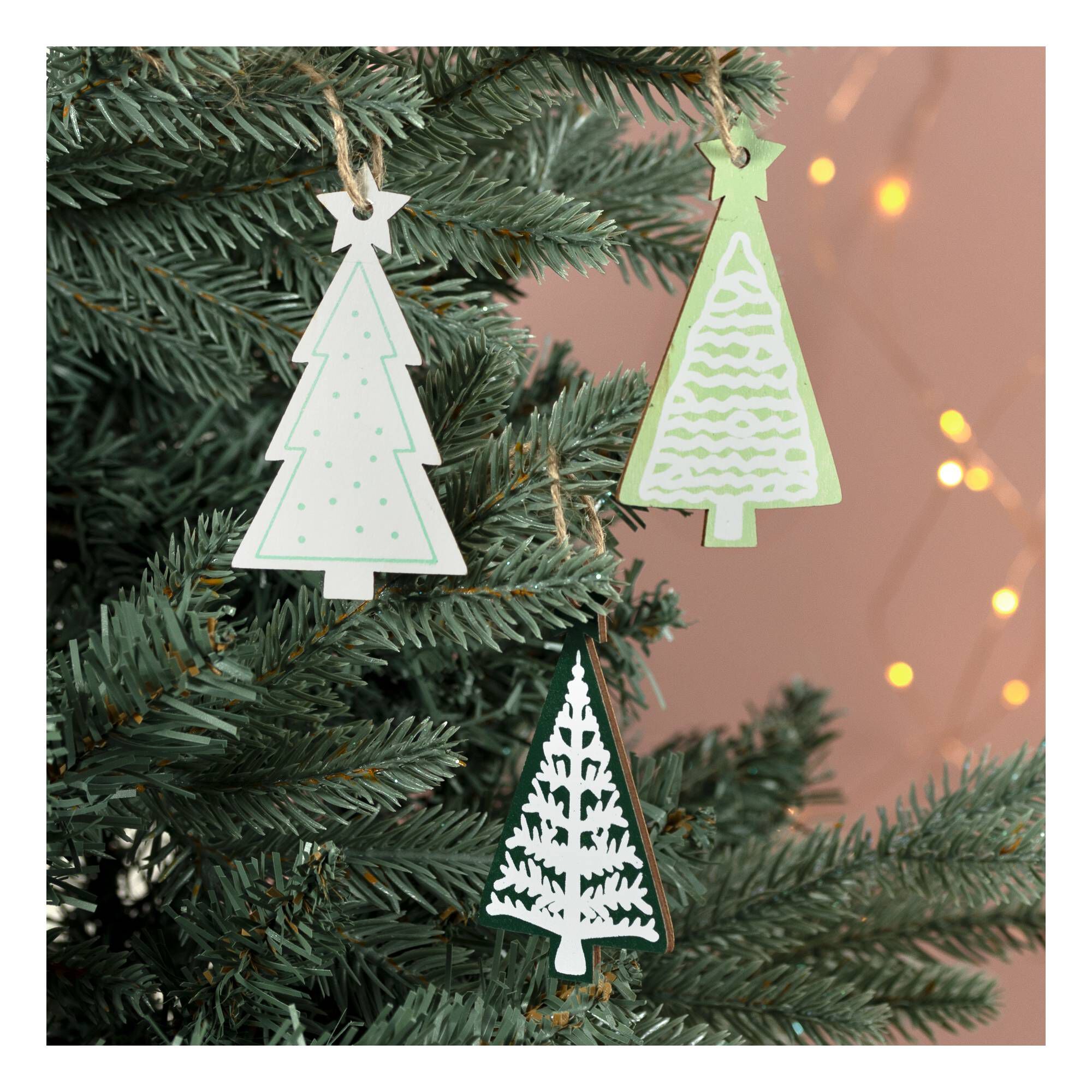 Wooden Christmas Tree Decorations 9cm Hobbycraft