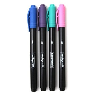 Coloured Hard Tip Brush Pens 4 Pack
