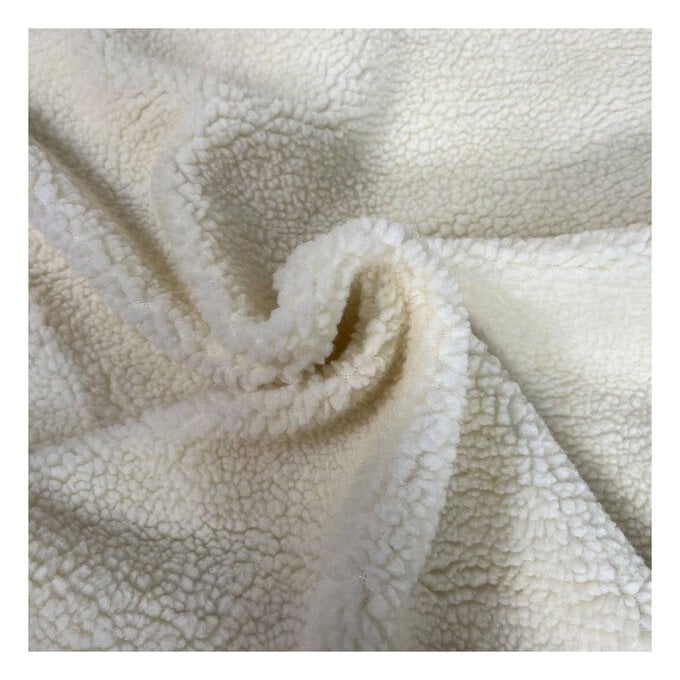 Cream Faux Sheepskin Sherpa Fabric by the Metre image number 1
