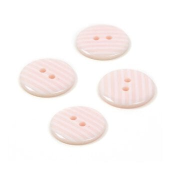 Hemline Pink Novelty Stripey Button 4 Pack