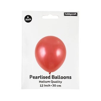 Red Pearlised Latex Balloons 8 Pack image number 3
