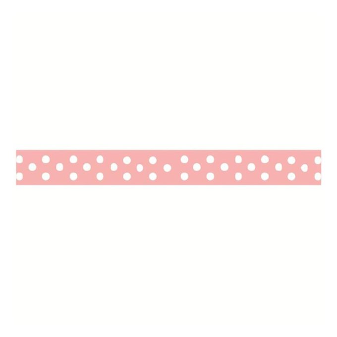 Baby Pink Polka Dot Grosgrain Ribbon 9mm x 5m image number 1