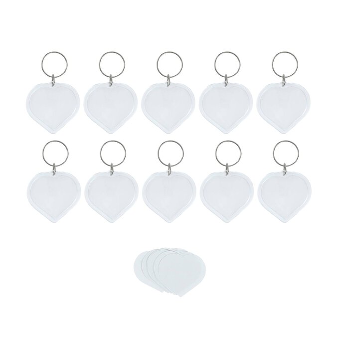 Clear Heart Keyrings 10 Pack  image number 1