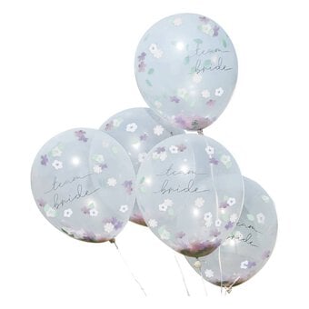 Ginger Ray Team Bride Flower Confetti Balloons 5 Pack image number 2