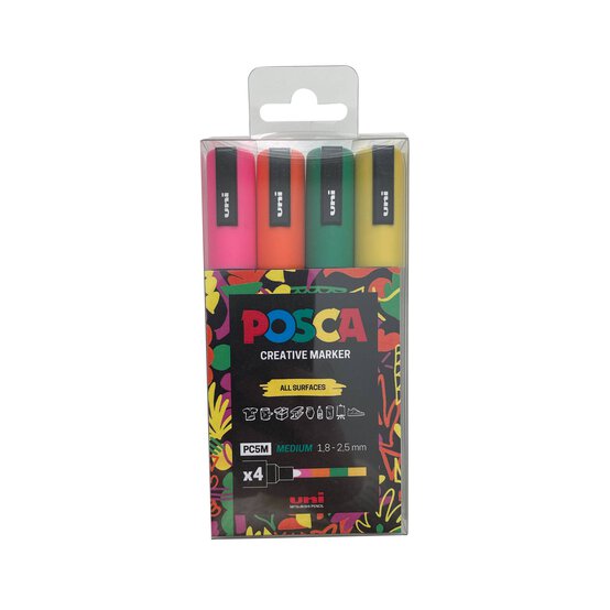 Uni-ball Posca PC-5M Colour Block Marker Pens 4 Pack image number 1