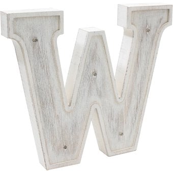 White Washed Wooden LED Letter W 21cm image number 3