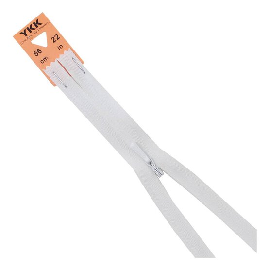 YKK White Concealed Zip 56cm image number 1