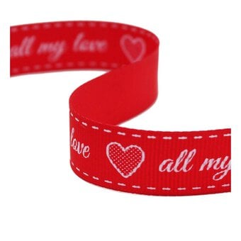 Red All My Love Grosgrain Ribbon 16mm x 4m