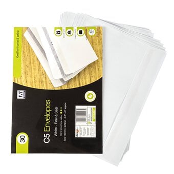 White Peel and Seal Envelopes C5 30 Pack image number 2