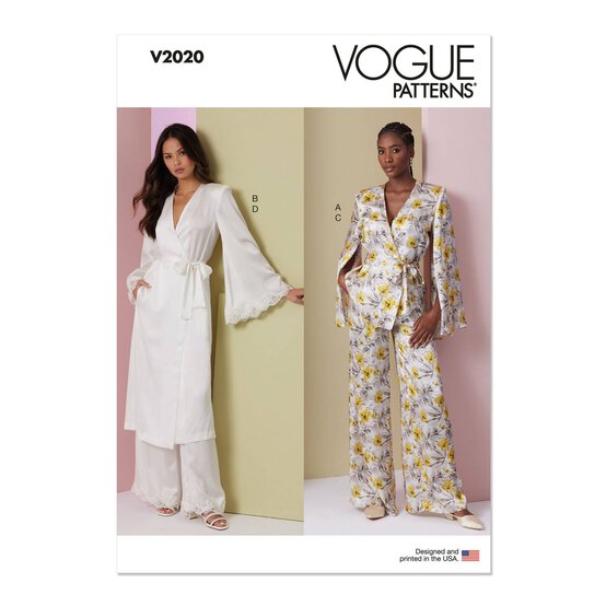 Vogue Women's Tops, Robe and Trousers Sewing Pattern V2020 (B5 8-16) image number 1