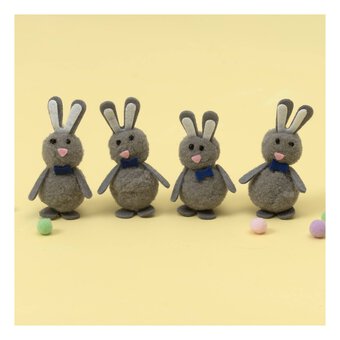 Grey Bunnies with Bowties 4 Pack