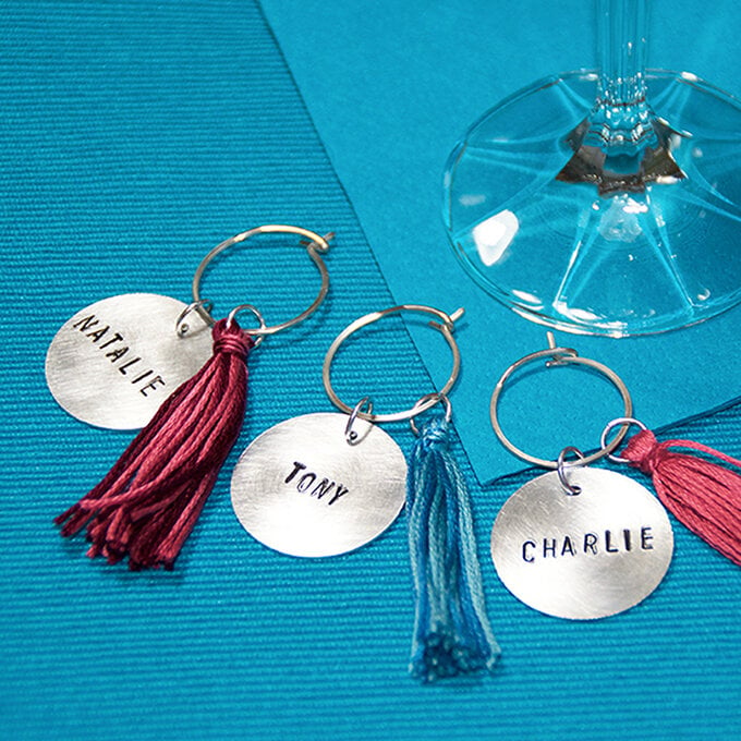 How to Metal Stamp Wine Glass Charms image number 1