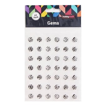 Zebra Print Adhesive Gems 10mm 42 Pack