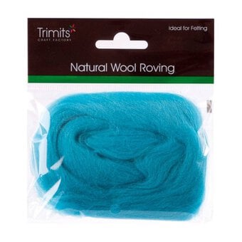 Trimits Turquoise Natural Wool Roving 10g