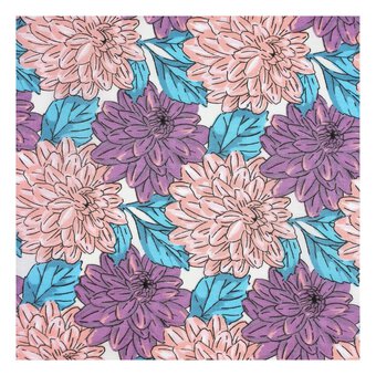 Purple Floral Polycotton Fabric by the Metre