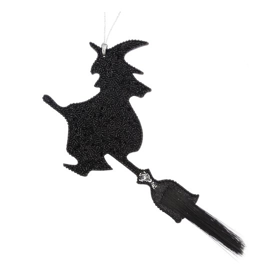 Black Beaded Witch Decoration 14cm x 22cm image number 4