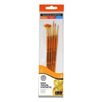 Daler-Rowney Gold Taklon Round and Flat Synthetic Brushes 5 Pack