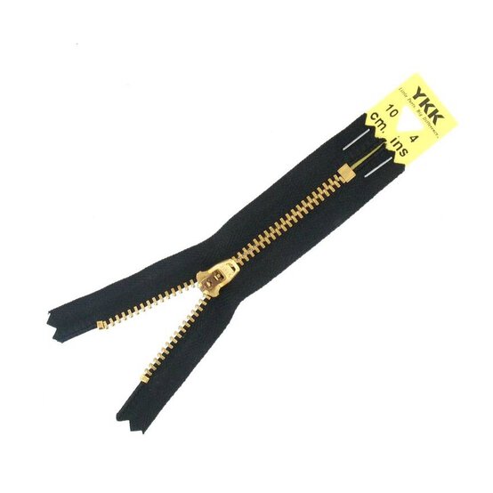 YKK Black Brass Jeans Zip 10cm image number 1