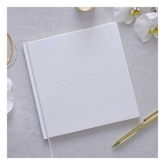 Ginger Ray White Embossed Wedding Guest Book