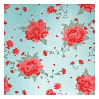 Vintage Blue Floral Cotton Fabric by the Metre