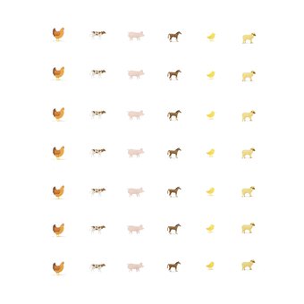 Adhesive Farm Animal Gems 42 Pack 